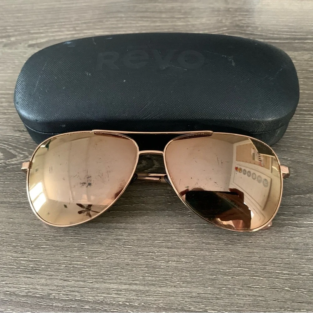 Revo Sunglasses Relay Women's Polarized Lens Medium Aviator Frame Rose Gold